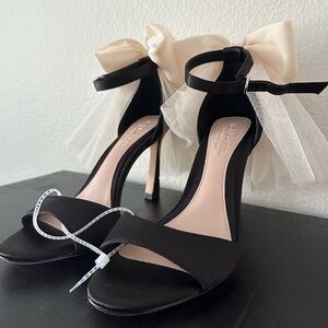 Born on Fifth Elle Satin Tulle Bow Back Heels